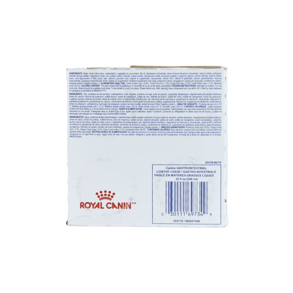 Royal Canin Icu Liquid Gi Low Fat Canine 0.240G Paquete De 4
