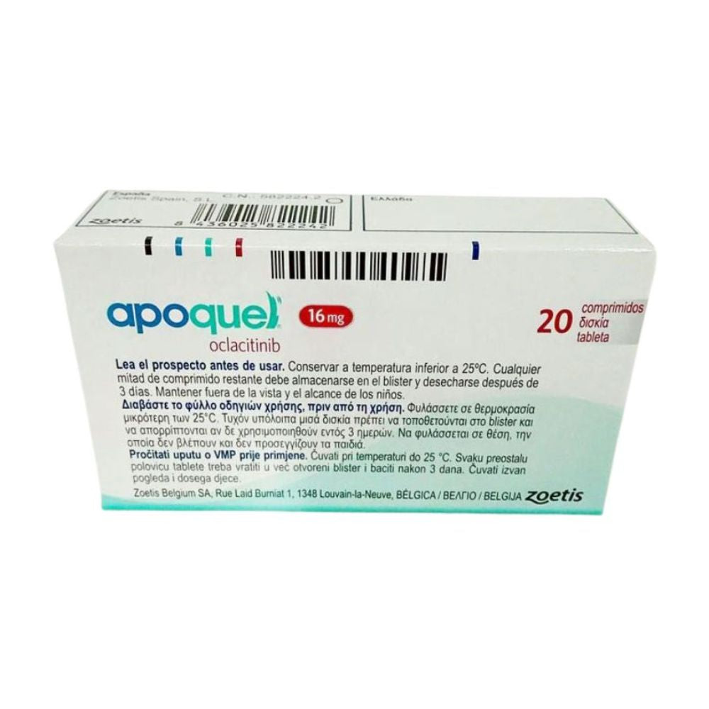 ZOETIS APOQUEL MASTICABLE 16MG CAJA 20TABS