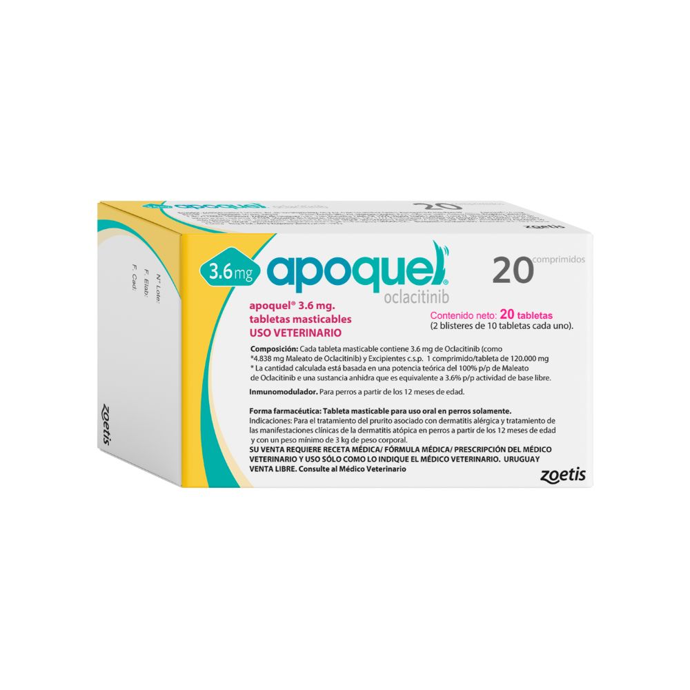 ZOETIS APOQUEL MASTICABLE 3.6MG CAJA 20 TAB