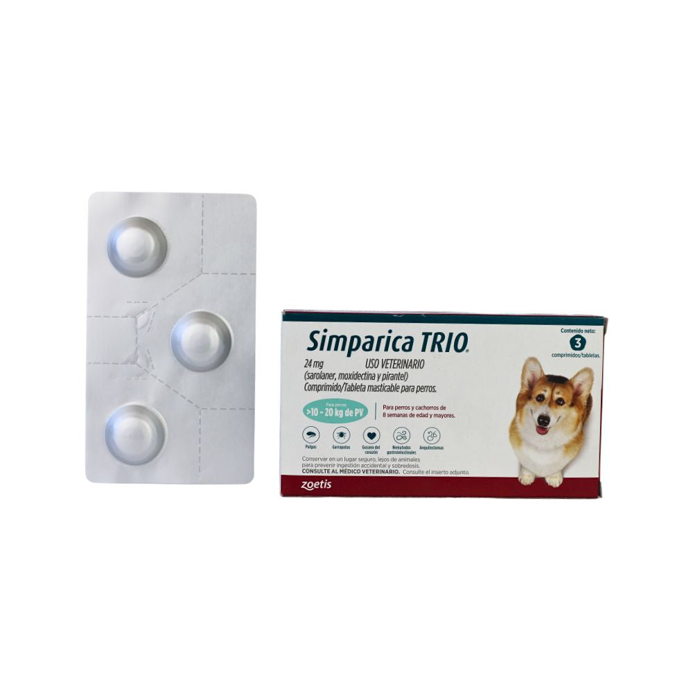 Zoetis Simparica Trio 24 Mg 10 - 20 Kg 3 Tab