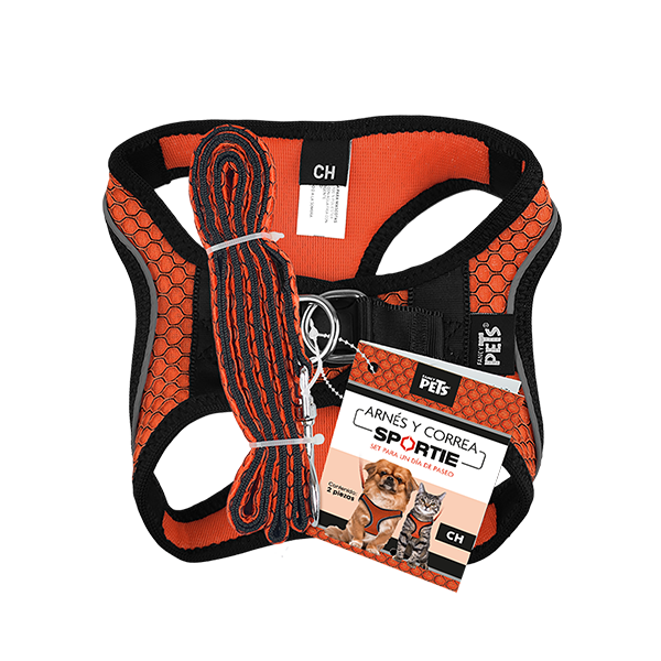 Fancy Pets Arnes Y Correa Sportie Ch Naranja