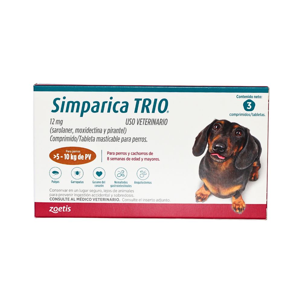 Zoetis Simparica Trio 12 Mg 5 - 10 Kg 3 Tab