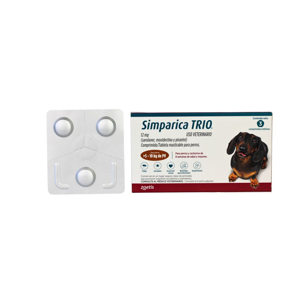 Zoetis Simparica Trio 12 Mg 5 - 10 Kg 3 Tab