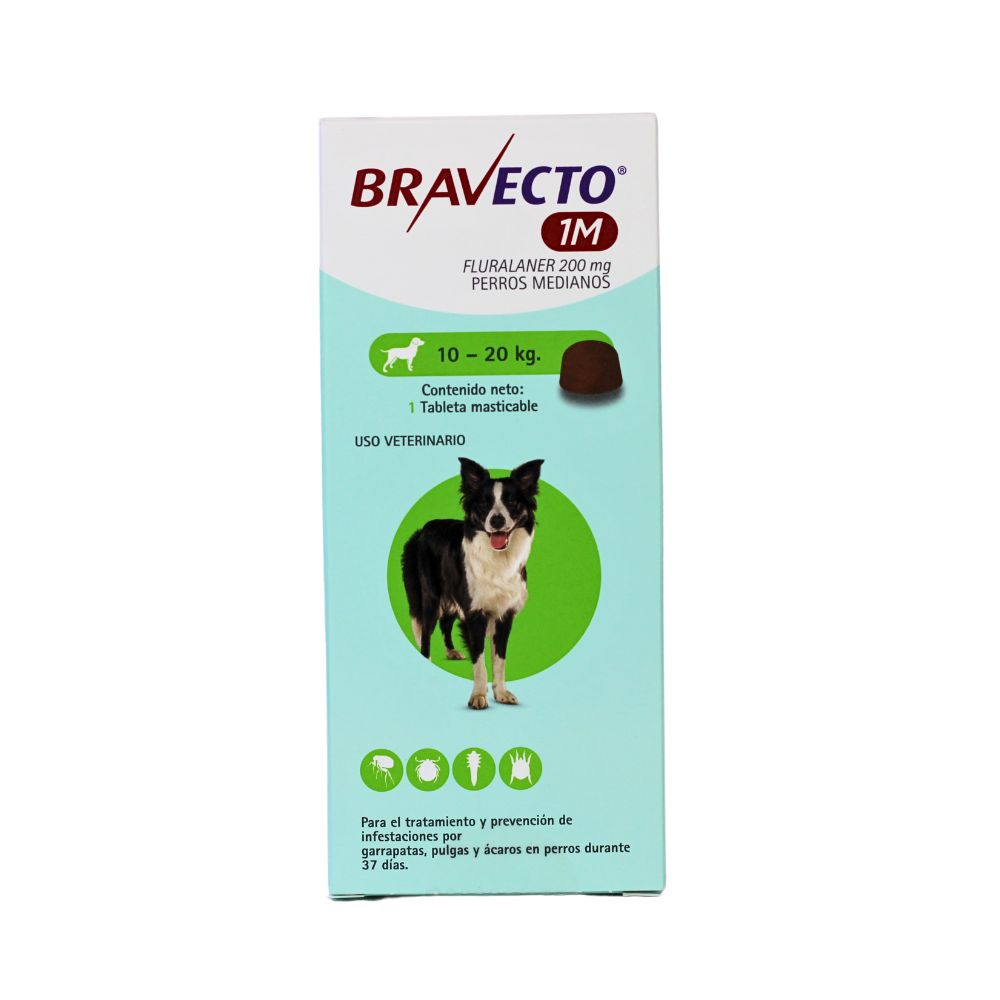 BRAVECTO 200MG 1MES (10-20KG) 1 TABLETA