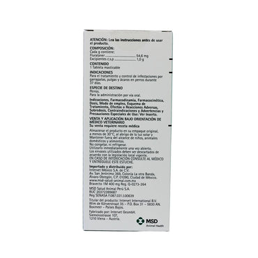 Msd Bravecto 400Mg 1Mes (20-40Kg) 1 Tableta