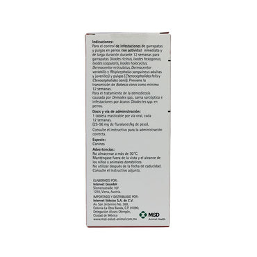 Msd Bravecto Tableta 250 Mg 4.5-10 Kg