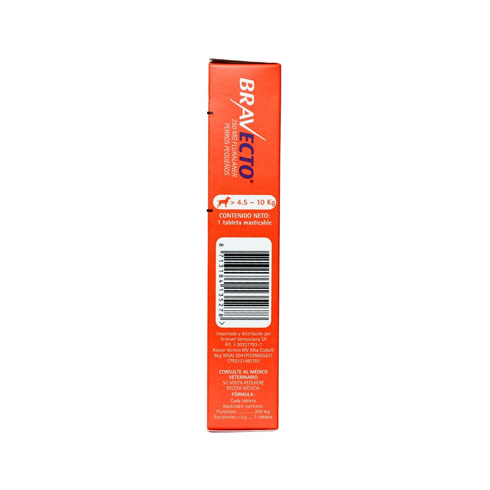 Msd Bravecto Tableta 250 Mg 4.5-10 Kg