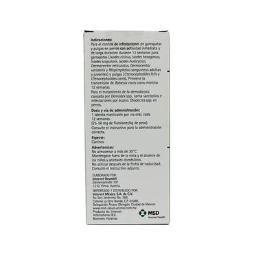 Msd Bravecto Tableta 500 Mg 10-20 Kg