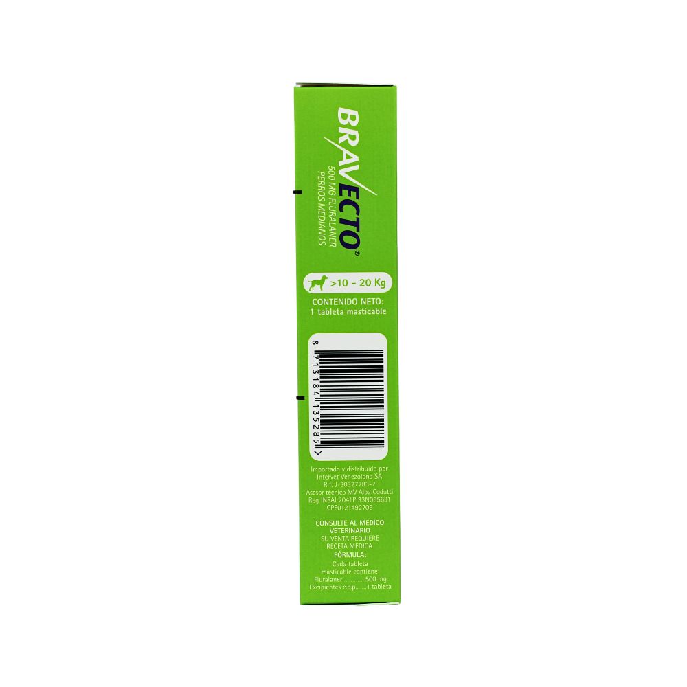 Msd Bravecto Tableta 500 Mg 10-20 Kg