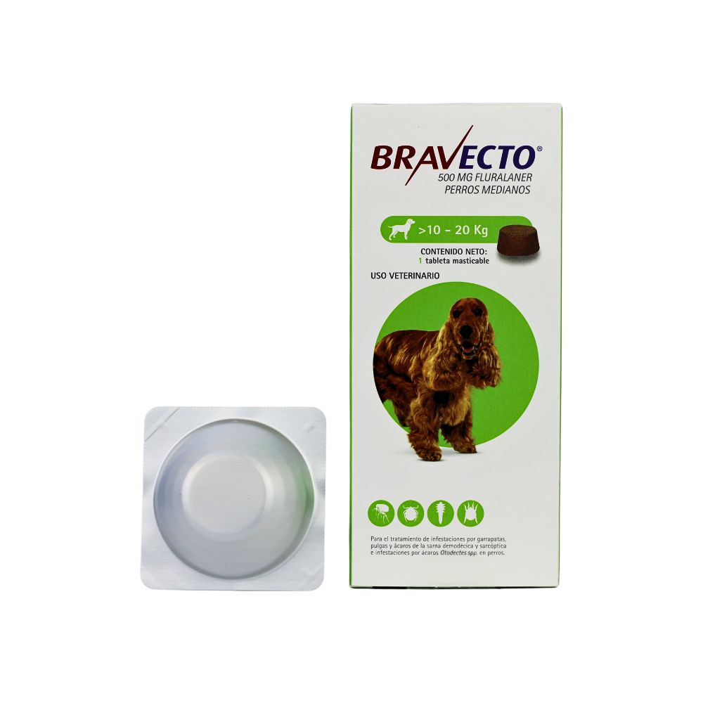 Msd Bravecto Tableta 500 Mg 10-20 Kg