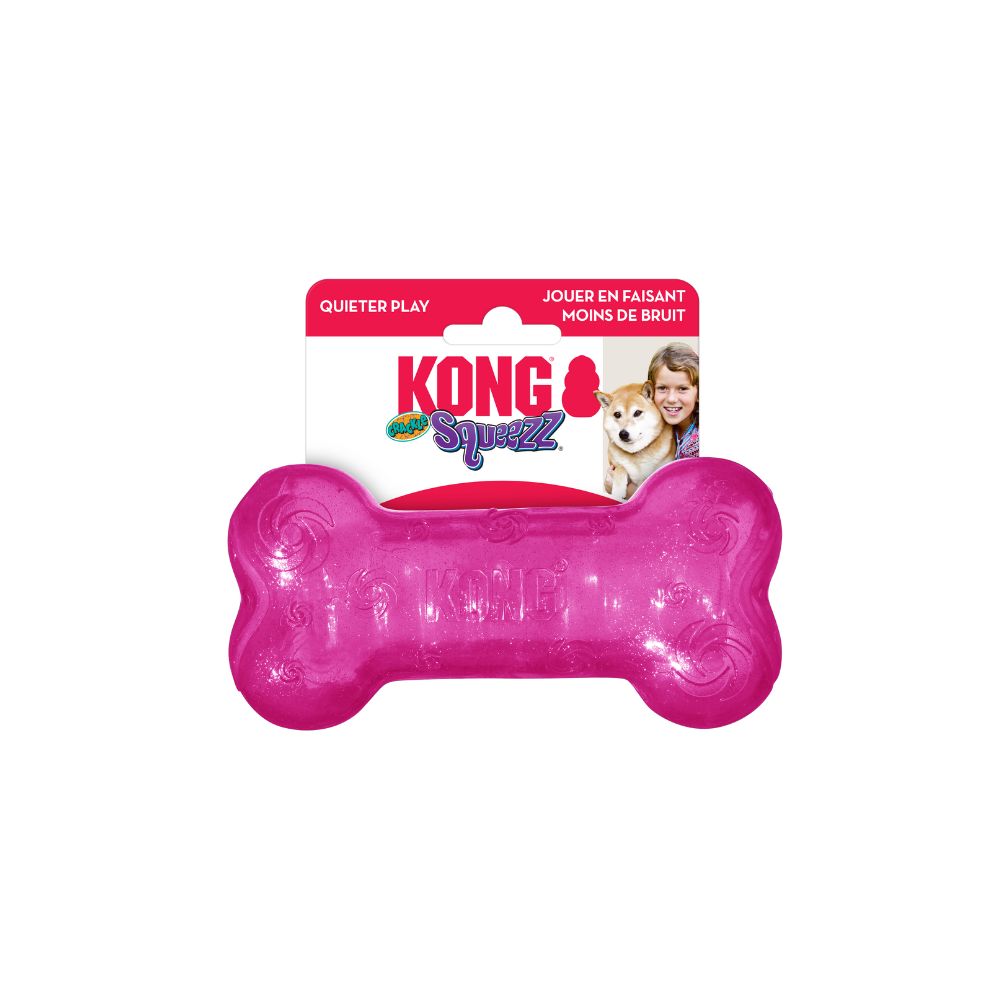 KONG Squeezz CRACKLE HUESO GOMA CRUJIENTE MEDIANO