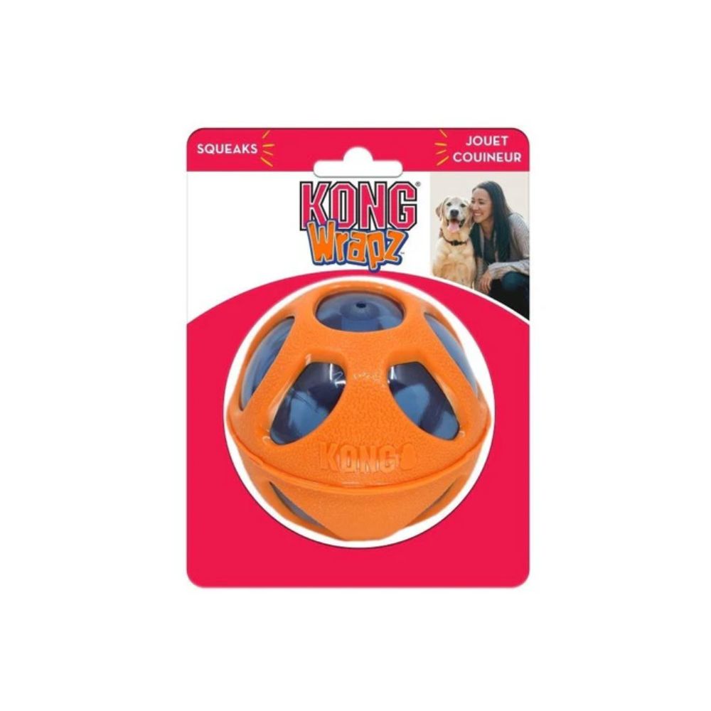 KONG WRAPZ PELOTA CON CHIRRIADOR TAMAÑO CHICO