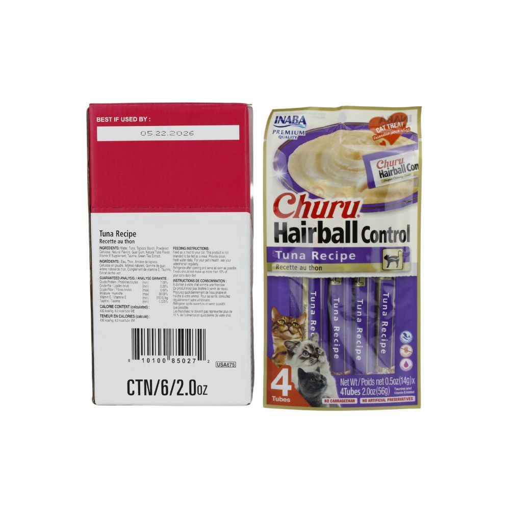 INABA CHURU HAIRBALL CAJA C/6 BOLSAS C/*4PZ*