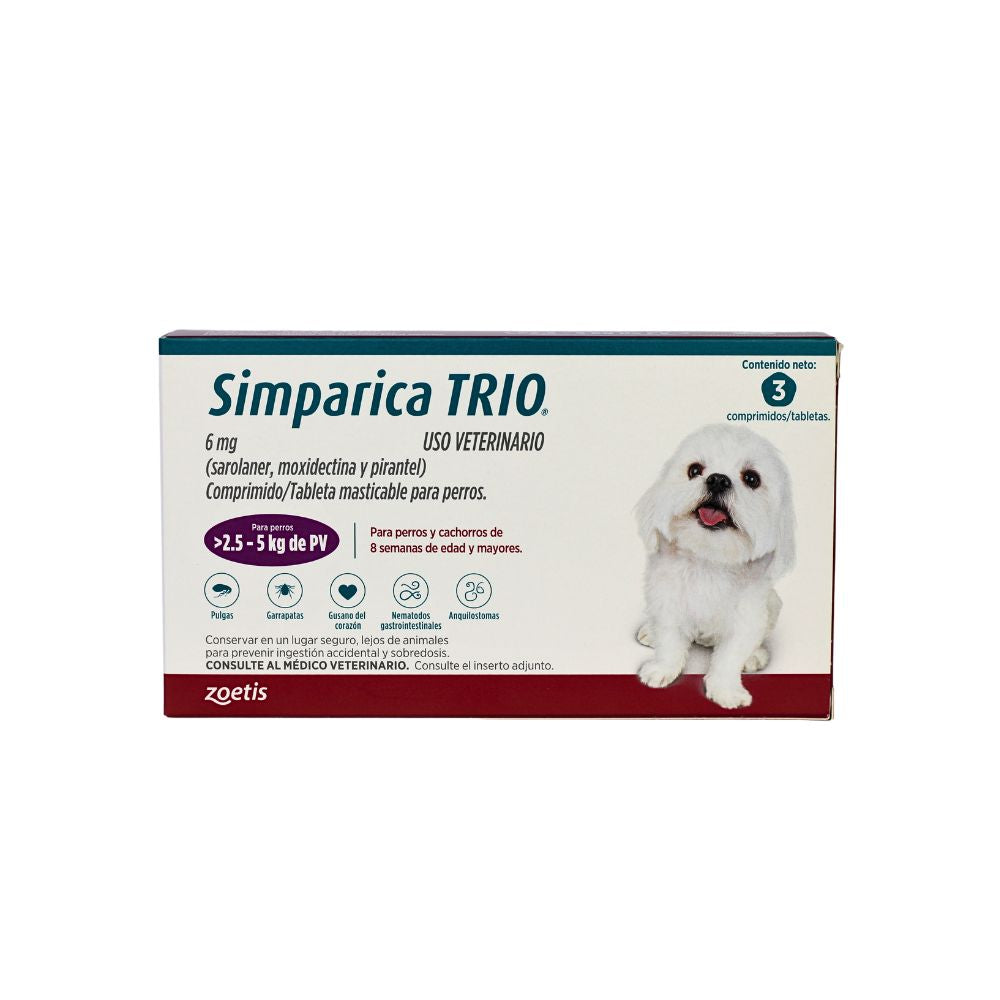 Zoetis Simparica Trio 6 Mg 1 Tab 2.5 - 5 Kg