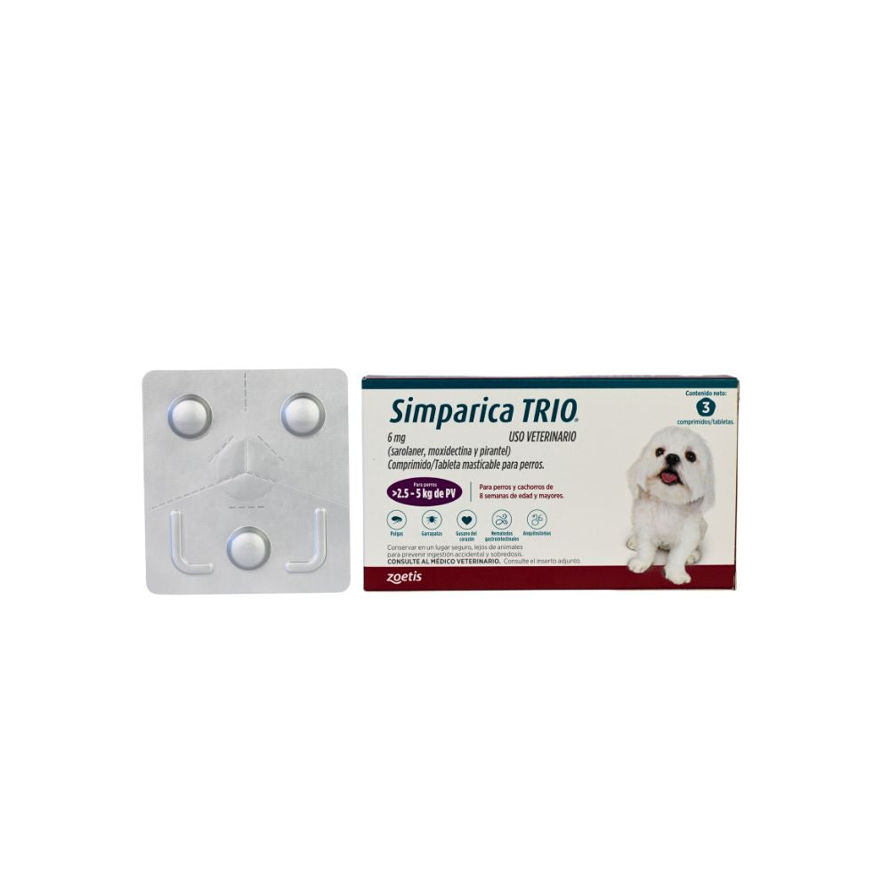 Zoetis Simparica Trio 6 Mg 1 Tab 2.5 - 5 Kg