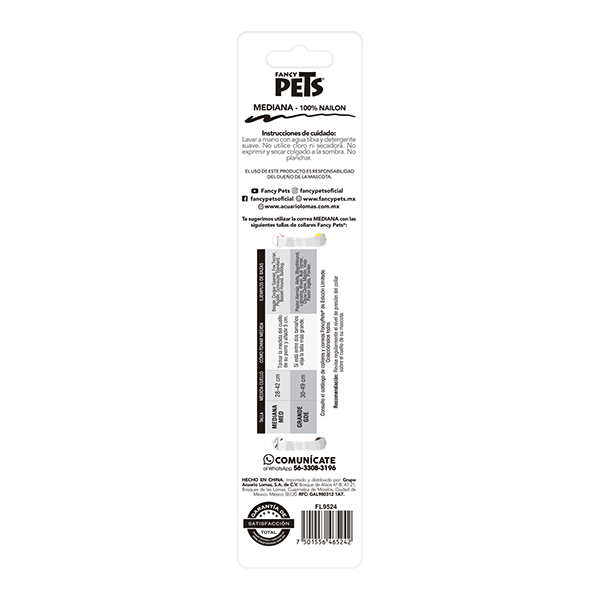 FANCY PETS CORREA MED GEO GLASS P/PERRO