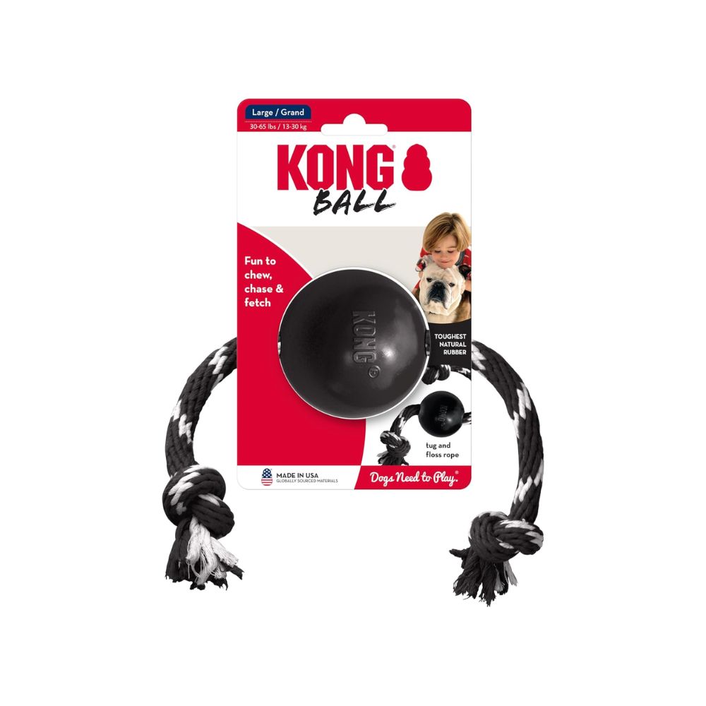 KONG PELOTA EXTREME CON CUERDA NEGRO