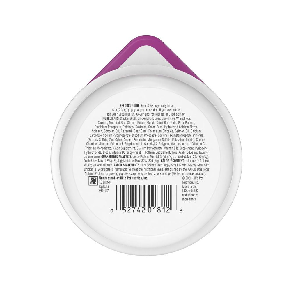 Hills Tray Puppy Small Y Mini Chicken Y Vegetales 3.5Oz