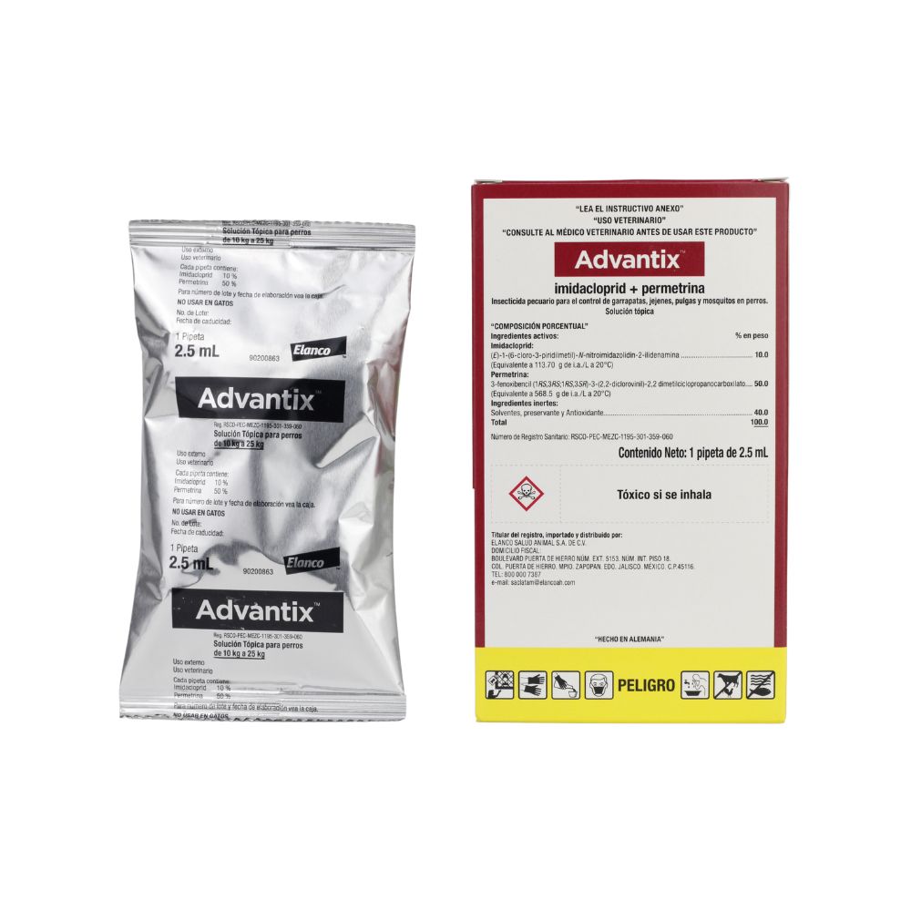 Elanco Advantix De 10Kg A 25Kg 2.5Ml