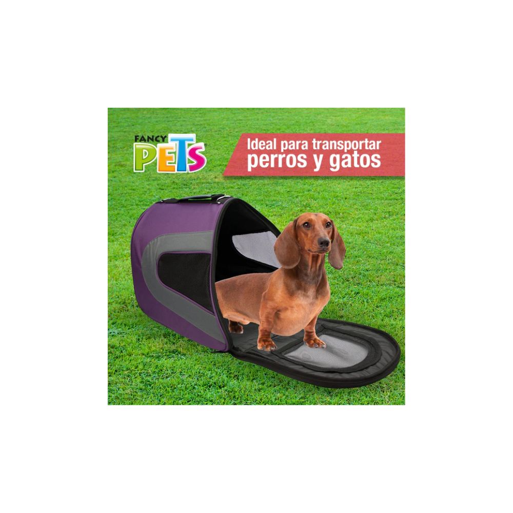 FANCY PETS TRANSPORTADORA TELA FASHION MORADA GDE