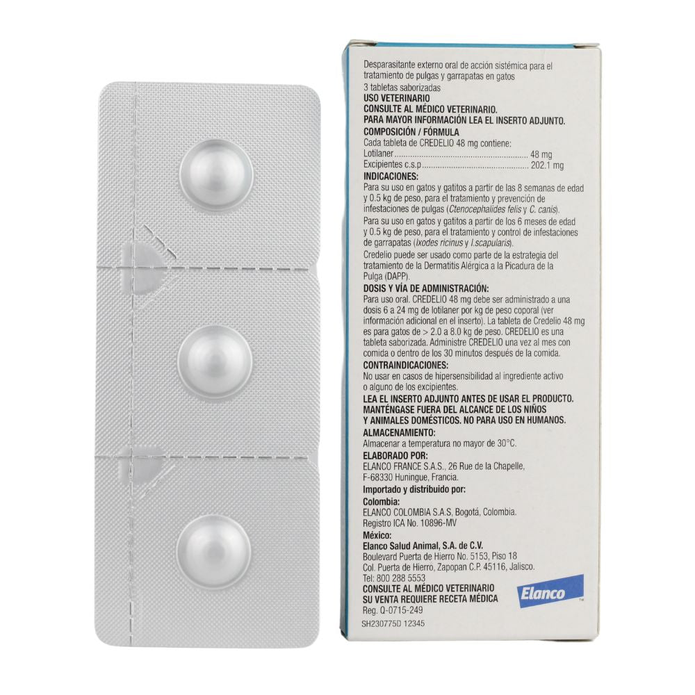 Elanco Credelio Gato 48 Mg 2-8 Kg 3 Tab