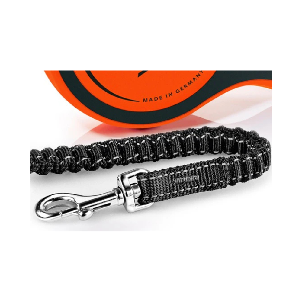 Flexi Correa Xtreme Grande Negro/Naranja de Cinta 5 metros