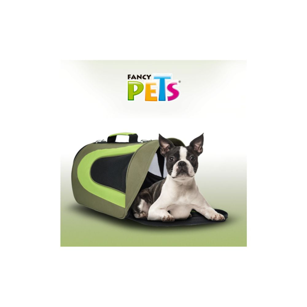 FANCY PETS TRANSPORTADORA TELA FASHION C/VISERA VERDE INT