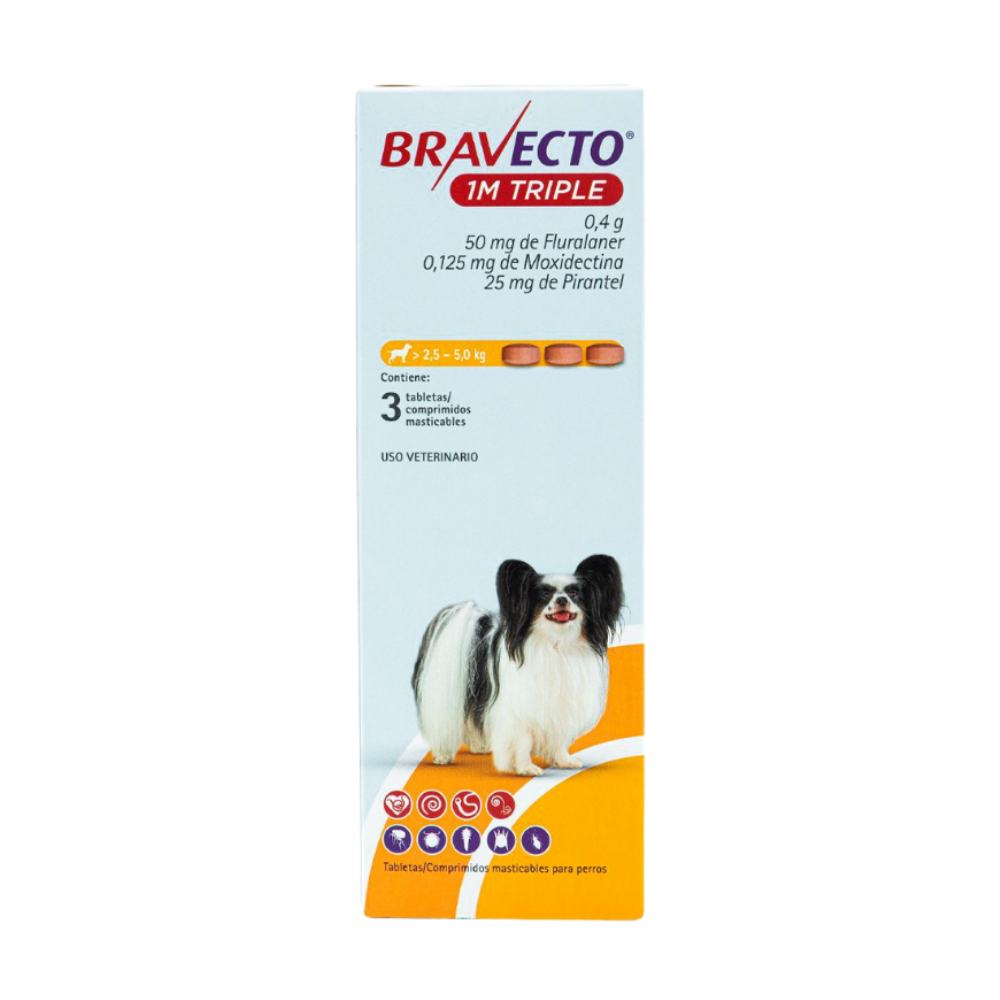 Msd Bravecto 50Mg 1Mes Triple (2.5-5Kg) 3 Tableta