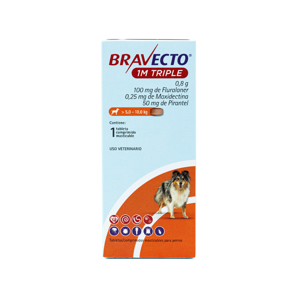 Msd Bravecto 100Mg 1Mes Triple (5-10Kg) 1 Tableta