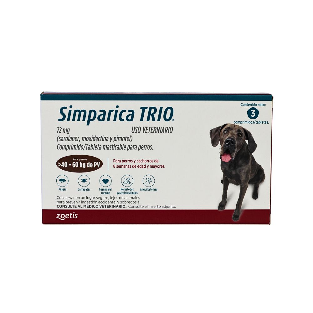 Zoetis Simparica Trio 72 Mg 40 - 60 Kg 3 Tab