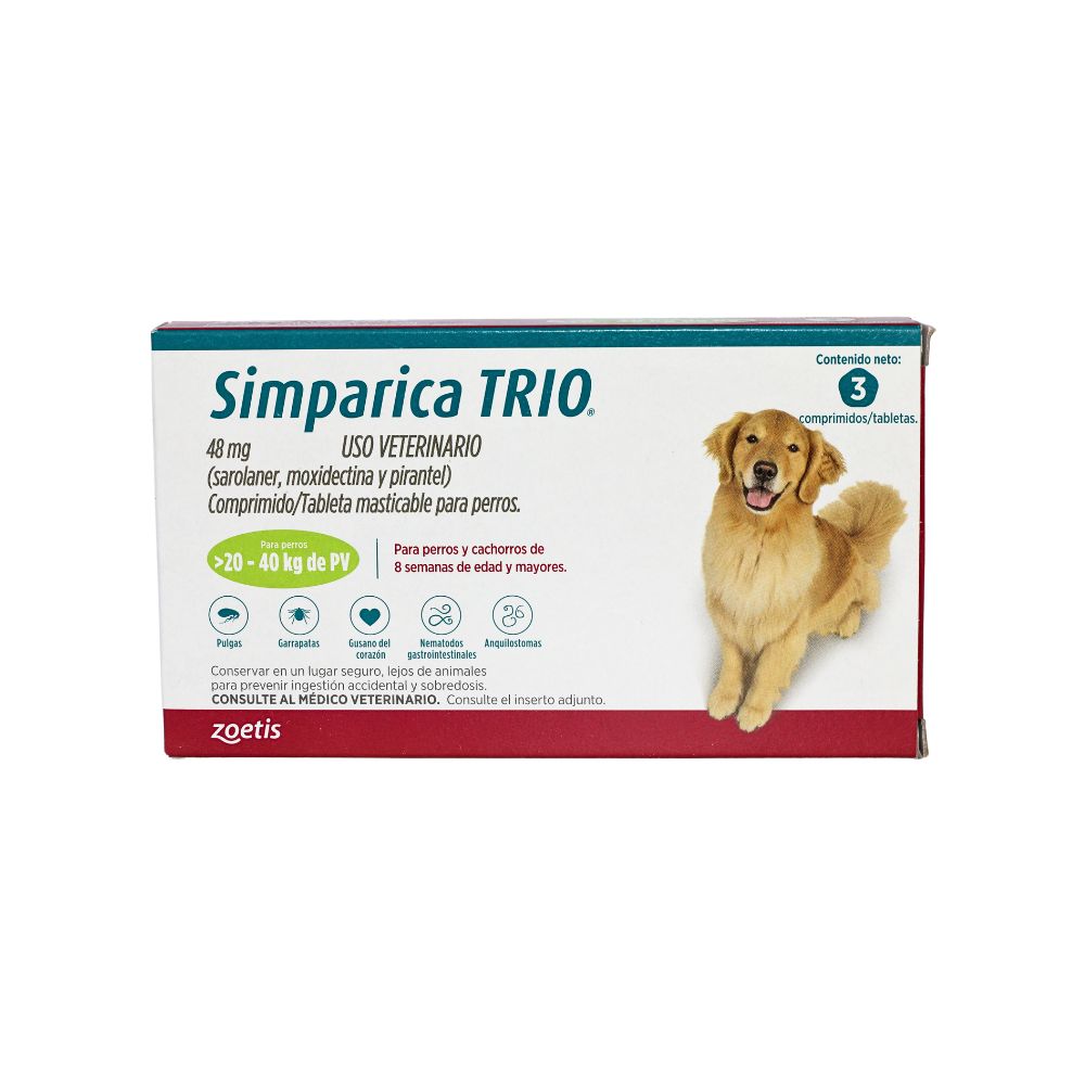 Zoetis Simparica Trio 48 Mg 20 - 40 Kg 3 Tab