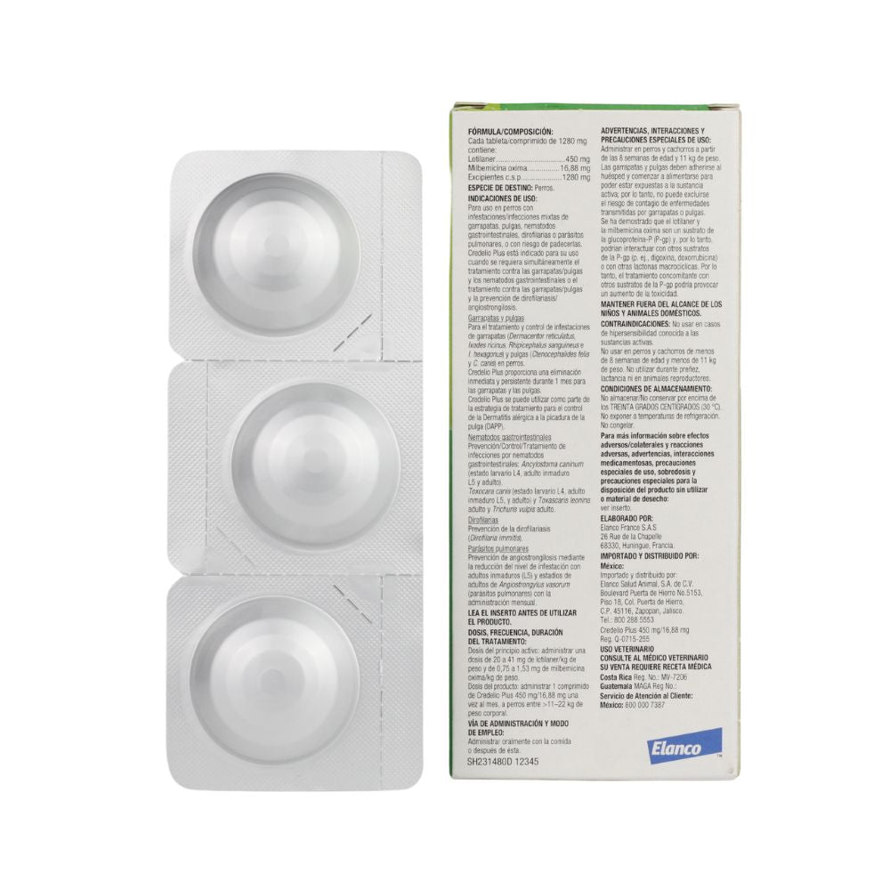 Credelio Plus 450Mg (11-22Kg) 3 Tabletas