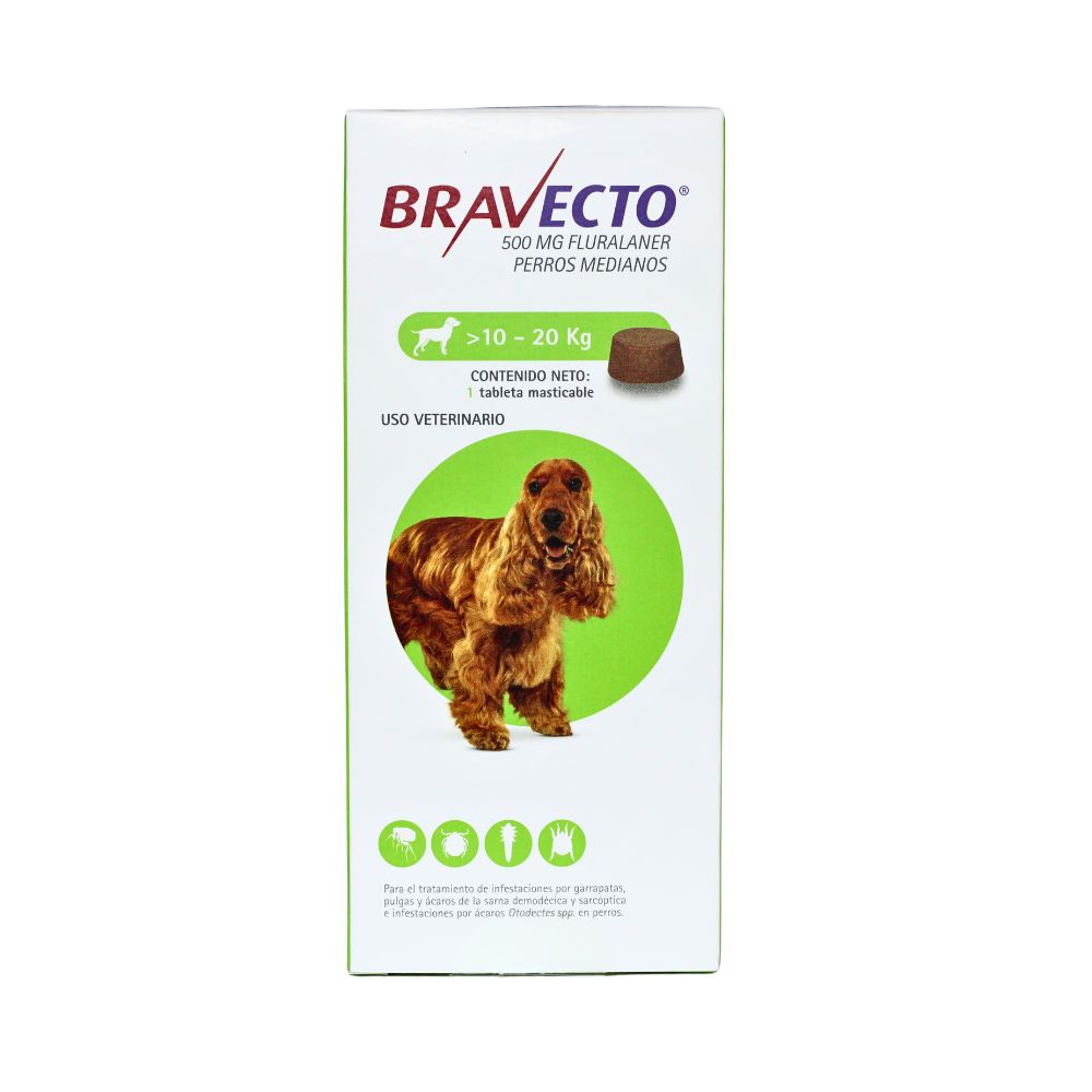 Msd Bravecto Tableta 500 Mg 10-20 Kg