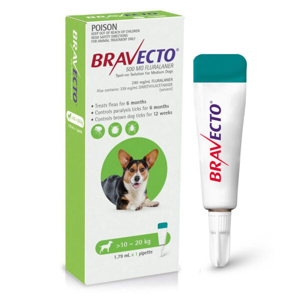 Msd Bravecto Pipeta 500 Mg Perros 10-20 Kg