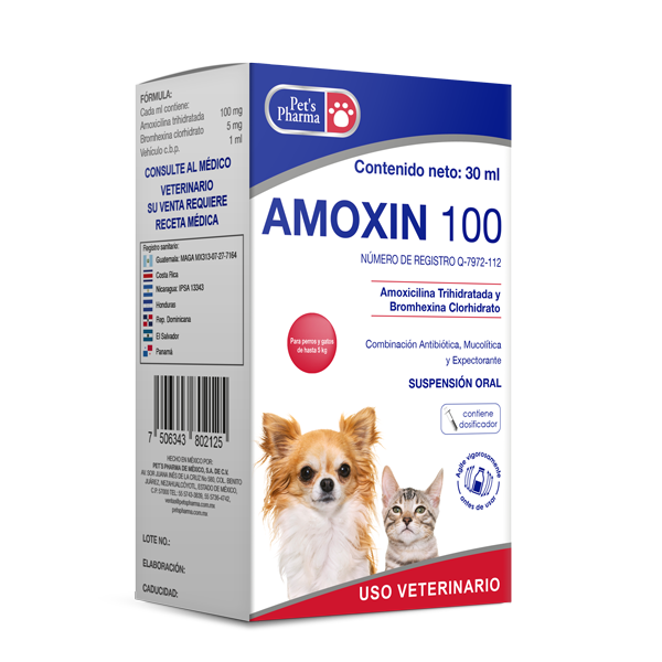 Pets Pharma Amoxin 100 Suspensión Oral 30 Ml