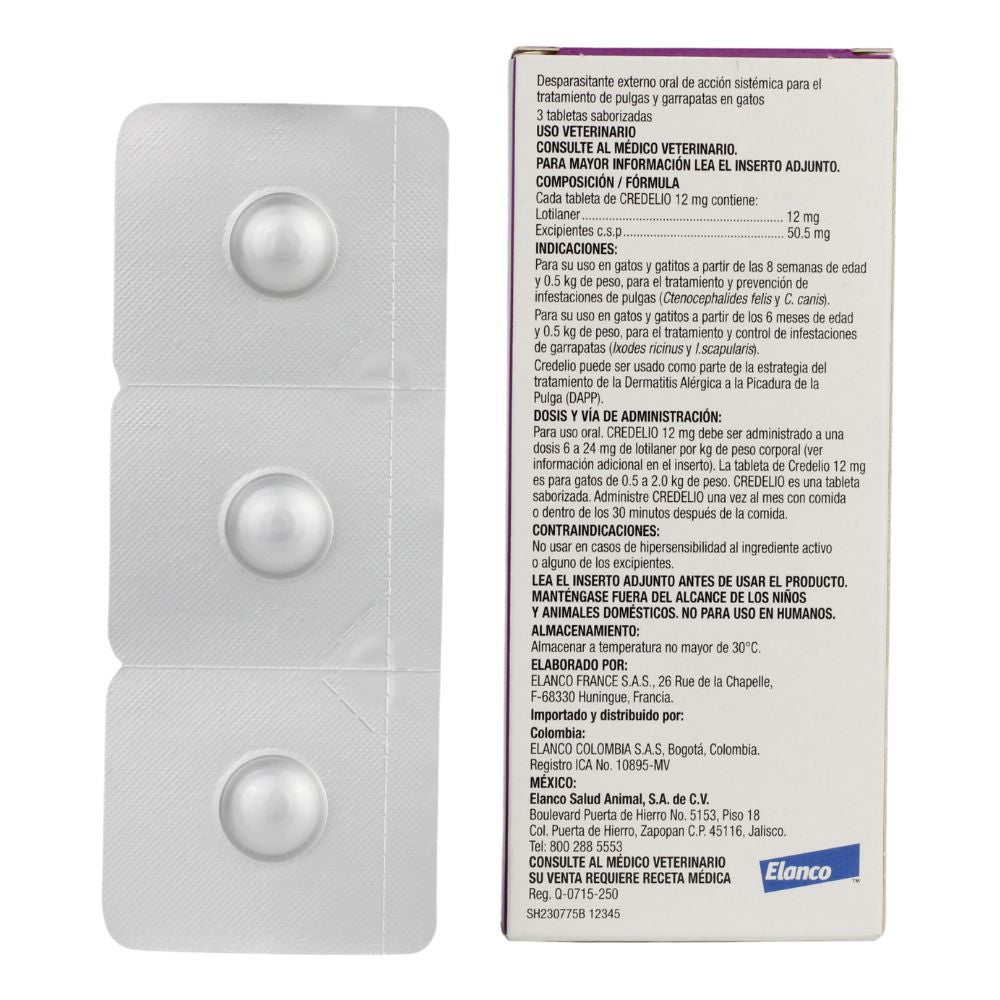 Elanco Credelio Gato 12 Mg 0.5-2 Kg 3 Tab