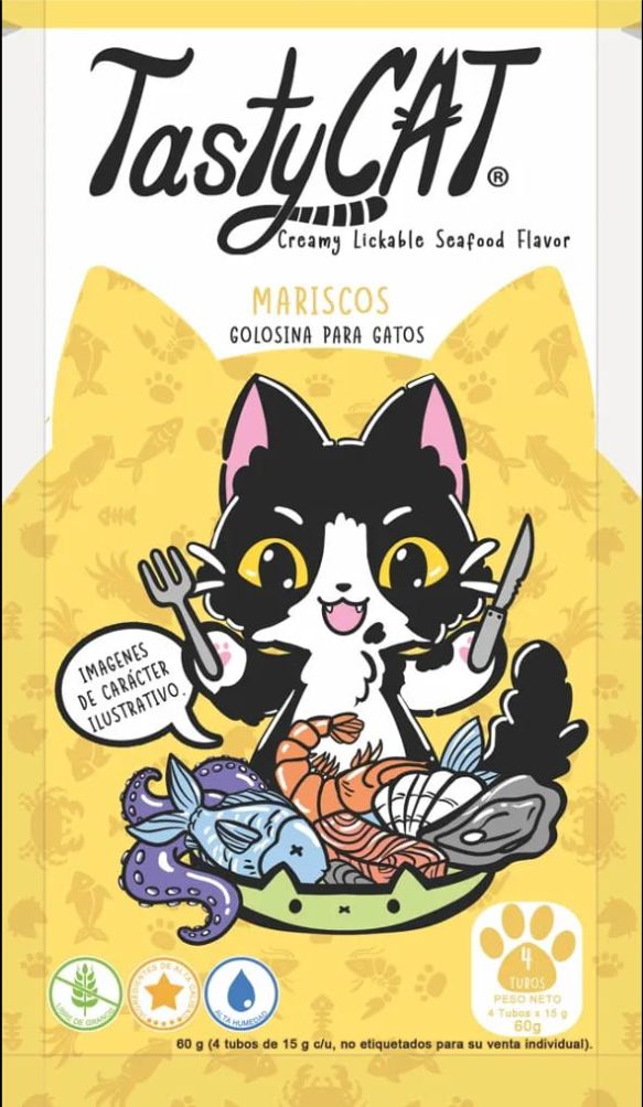 TASTYCAT CREAMY LICKABLE GOLOSINA PARA GATOS SABOR MARISCOS