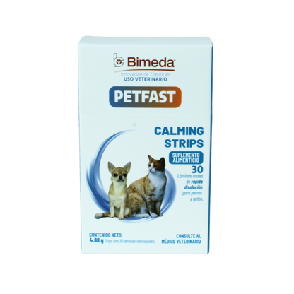 Bimeda Petfast Calming Strips Suplemento 30 Laminas Orales 4.68 G