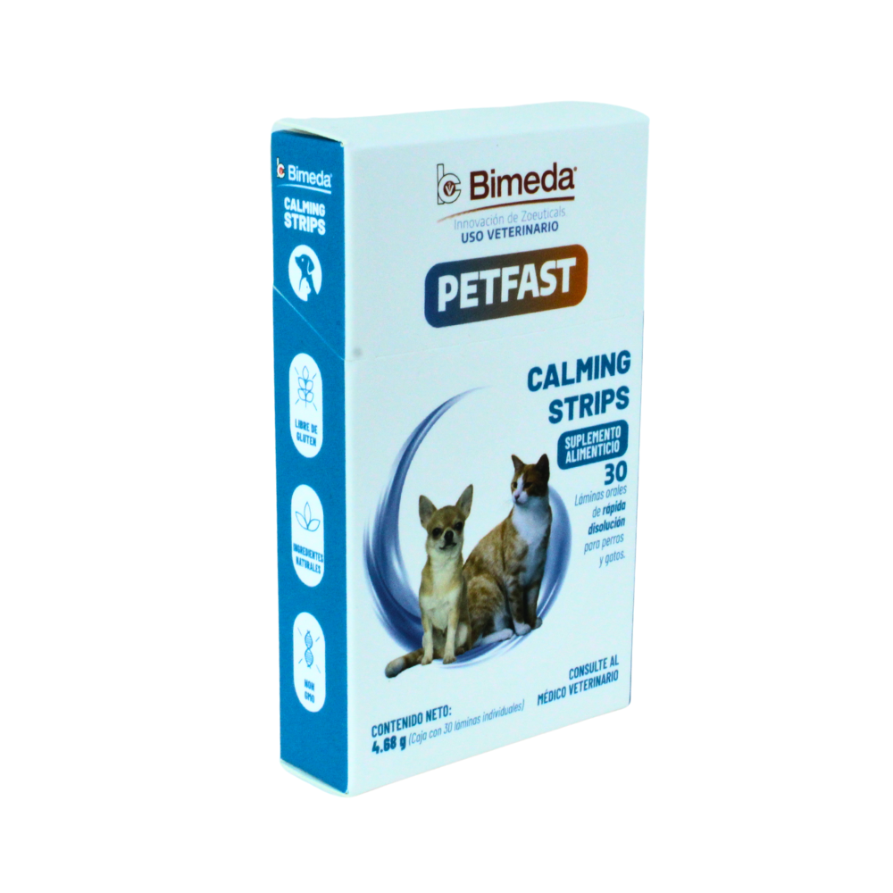 Bimeda Petfast Calming Strips Suplemento 30 Laminas Orales 4.68 G