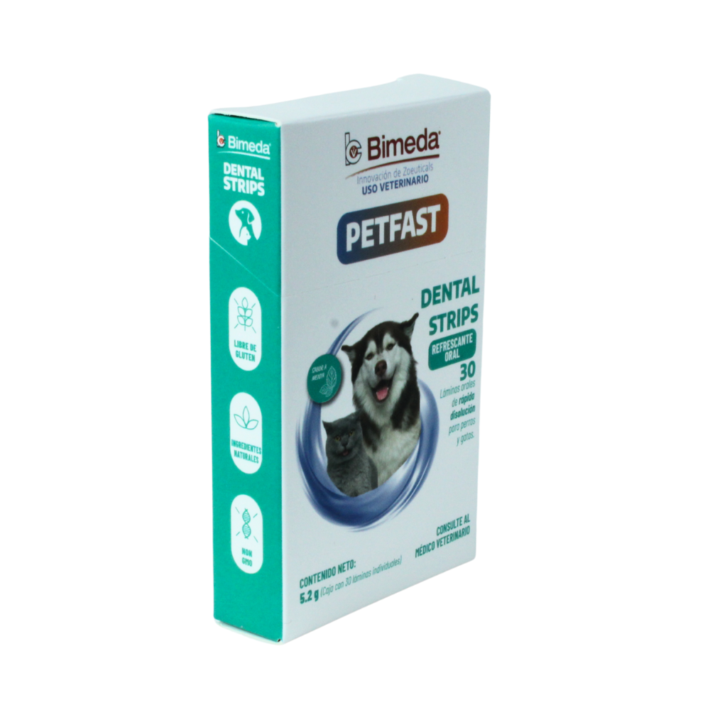 Bimeda Petfast Dental Strips Suplemento 30 Laminas Orales 5.2 G