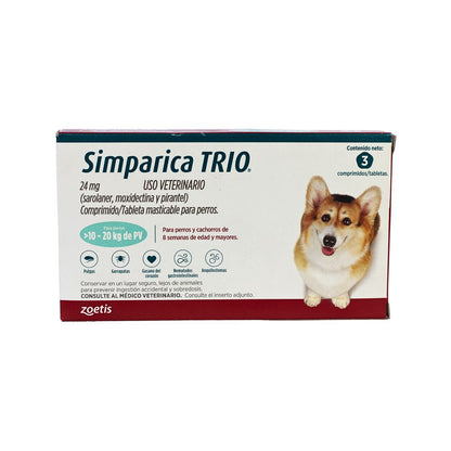 Zoetis Simparica Trio 24 Mg 10 - 20 Kg 3 Tab