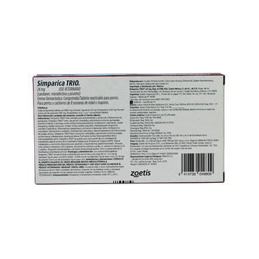 Zoetis Simparica Trio 24 Mg 10 - 20 Kg 3 Tab