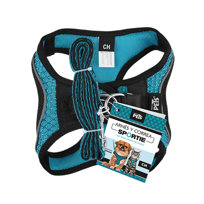 Fancy Pets Arnes Y Correa Sportie Ch Azul