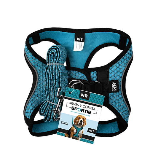 Fancy Pets Set Arnes Y Correa Sportie Int Azul