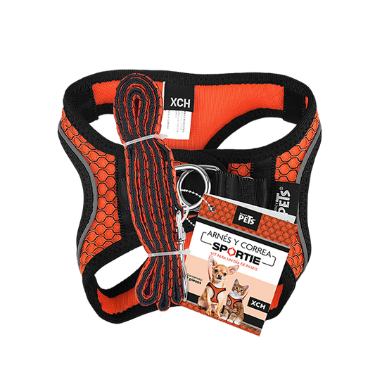 Fancy Pets Arnes Y Correa Sportie Xch Naranja