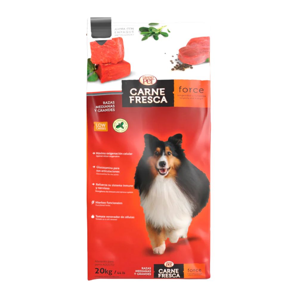 Grandpet Carne Fresca Force Razas Mediana Y Grandes 4Kg