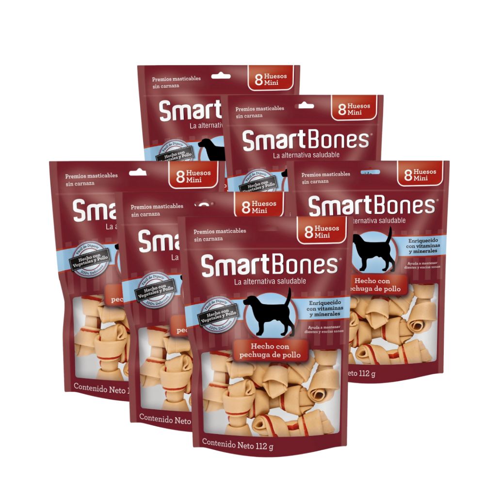 SMARTBONES HUESO PECHUGA POLLO 8PZ, 6 PAQ