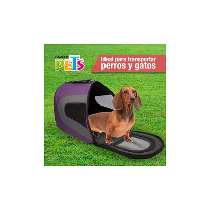 FANCY PETS TRANSPORTADORA TELA FASHION MORADA GDE