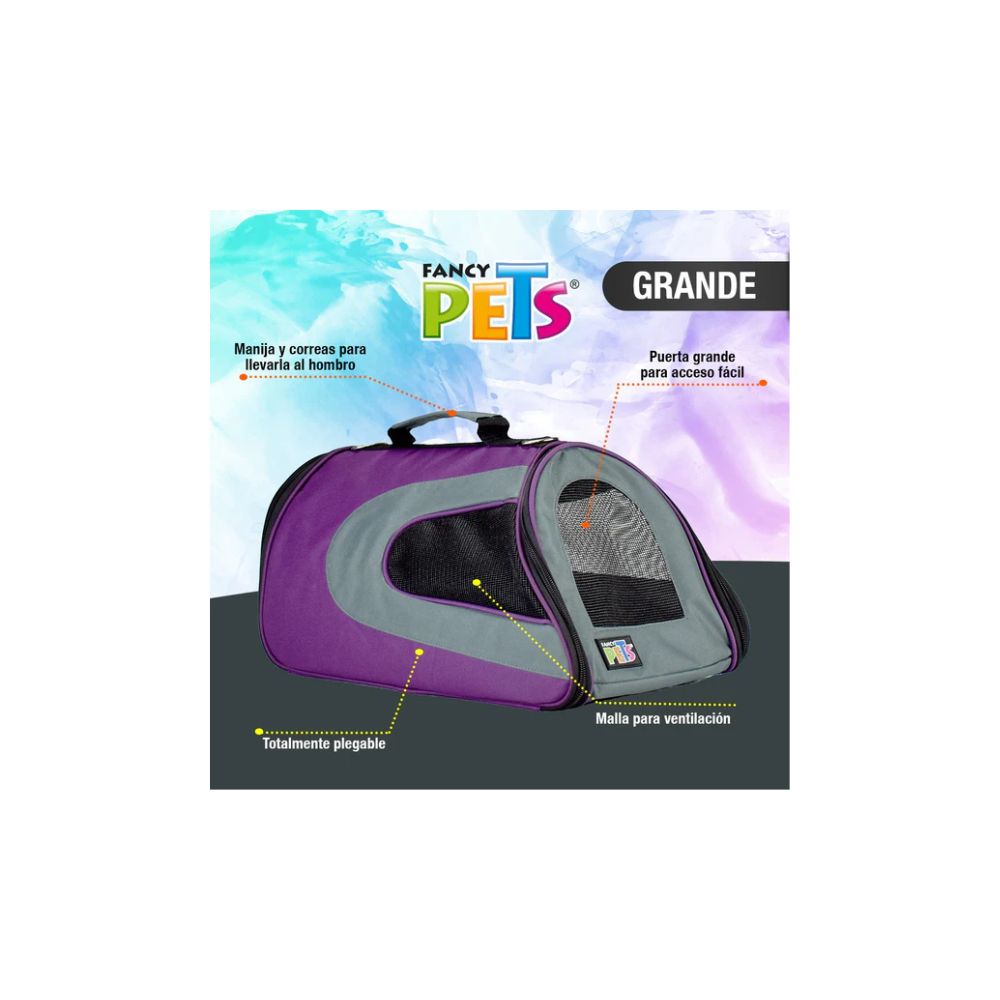 FANCY PETS TRANSPORTADORA TELA FASHION MORADA GDE