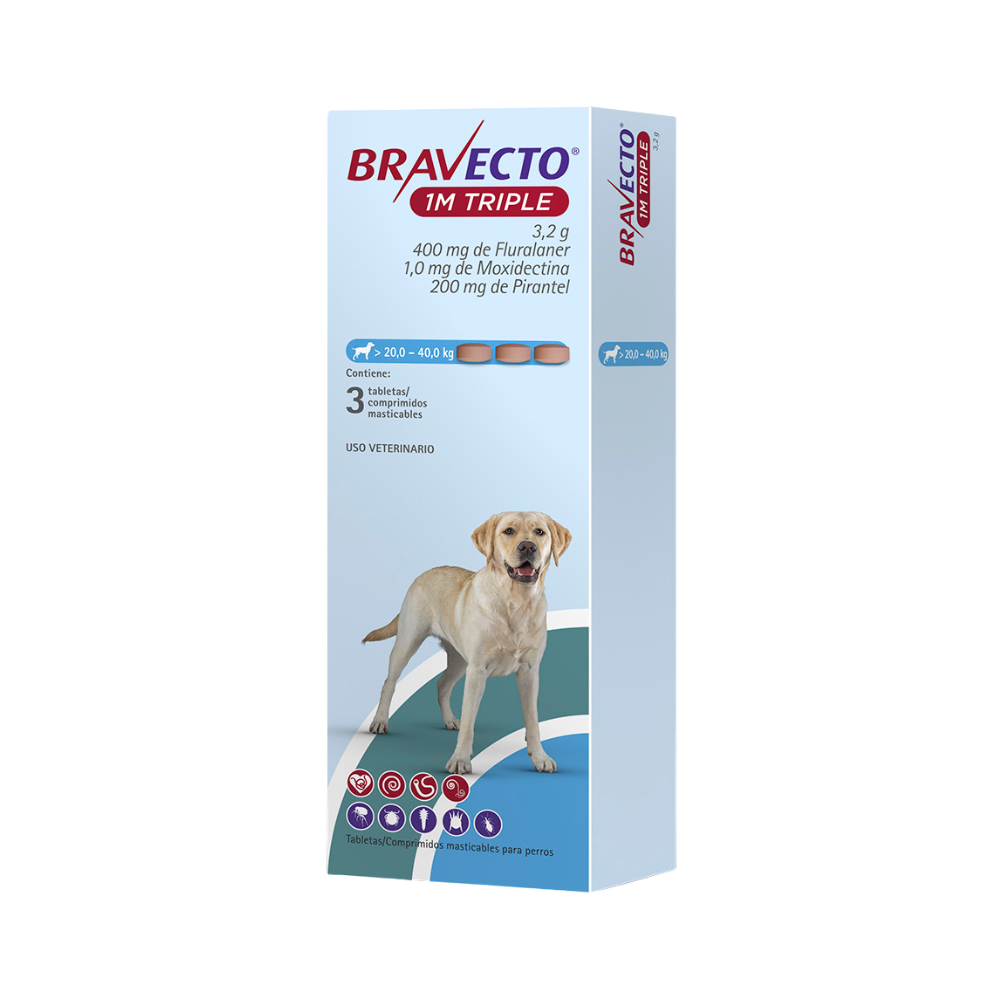 Msd Bravecto 400Mg 1Mes Triple (20-40Kg) 3 Tableta